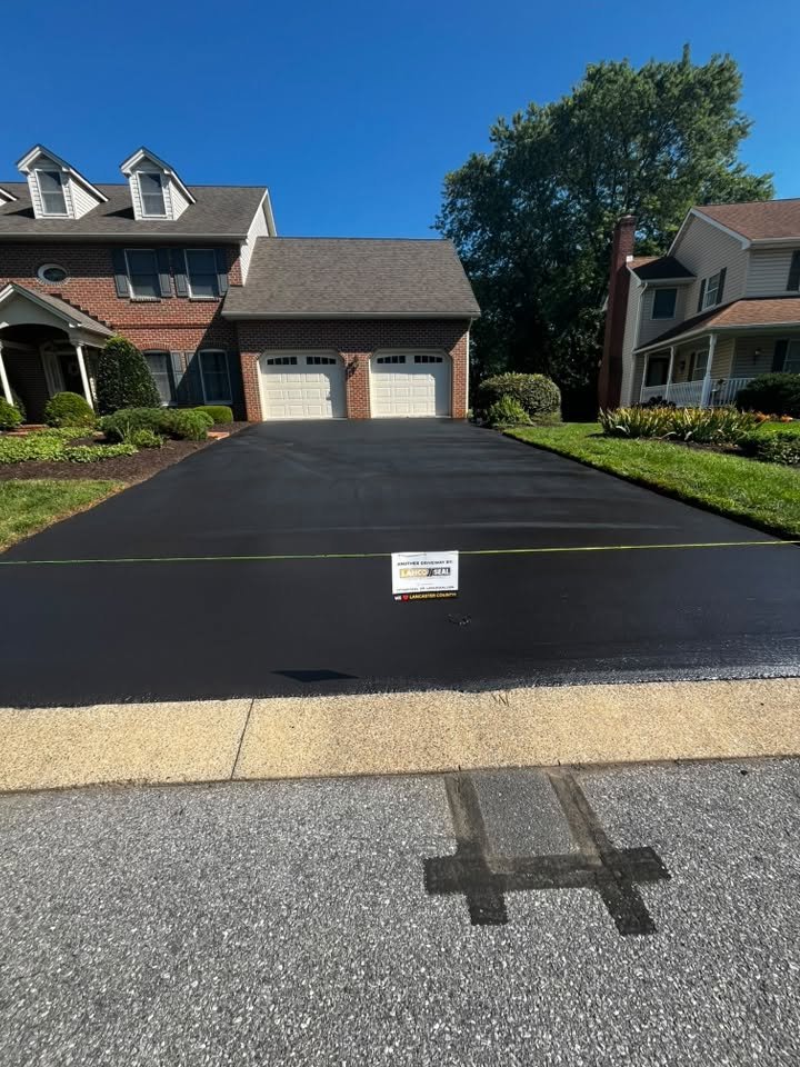 Completed driveway seal coating project in Lititz
