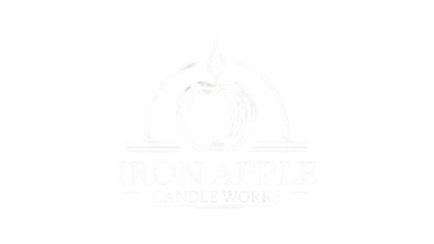 Iron Apple Candle Works logo featuring an apple with a flame on top