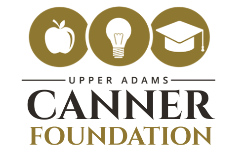 Upper Adams Canner Foundation logo featuring an apple, light bulb, and graduation cap