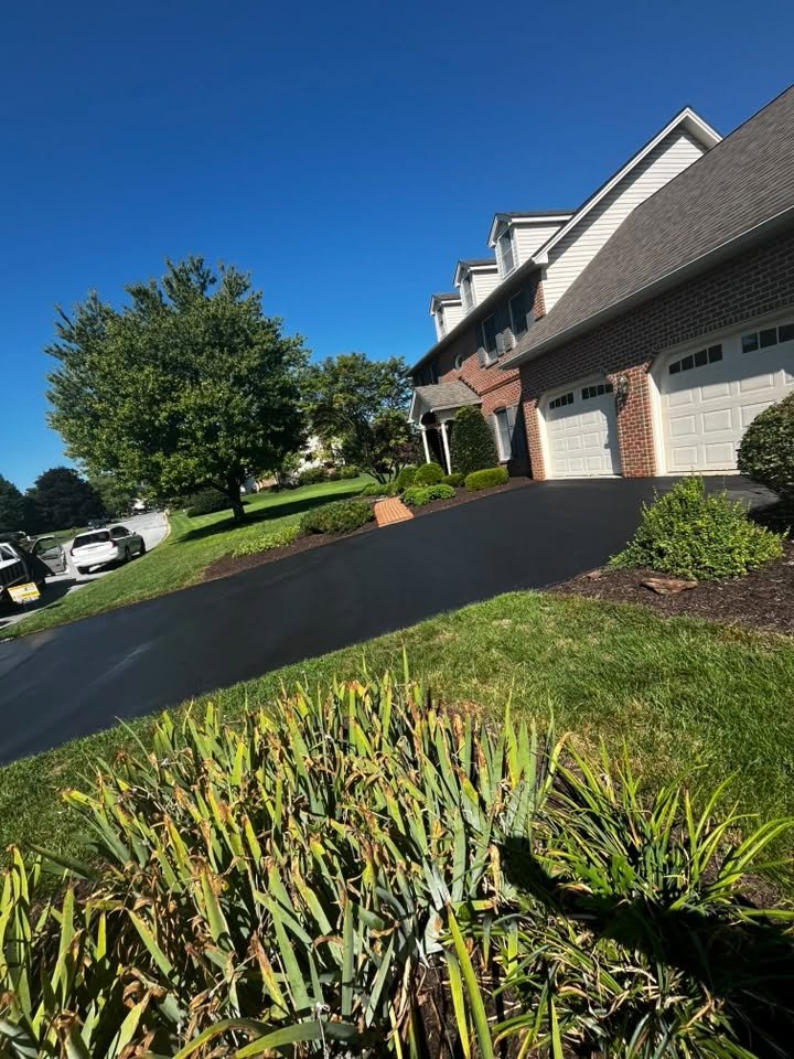 Freshly sealed driveway in Lititz, PA