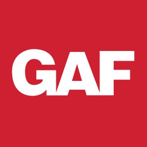 GAF logo displayed on a red background