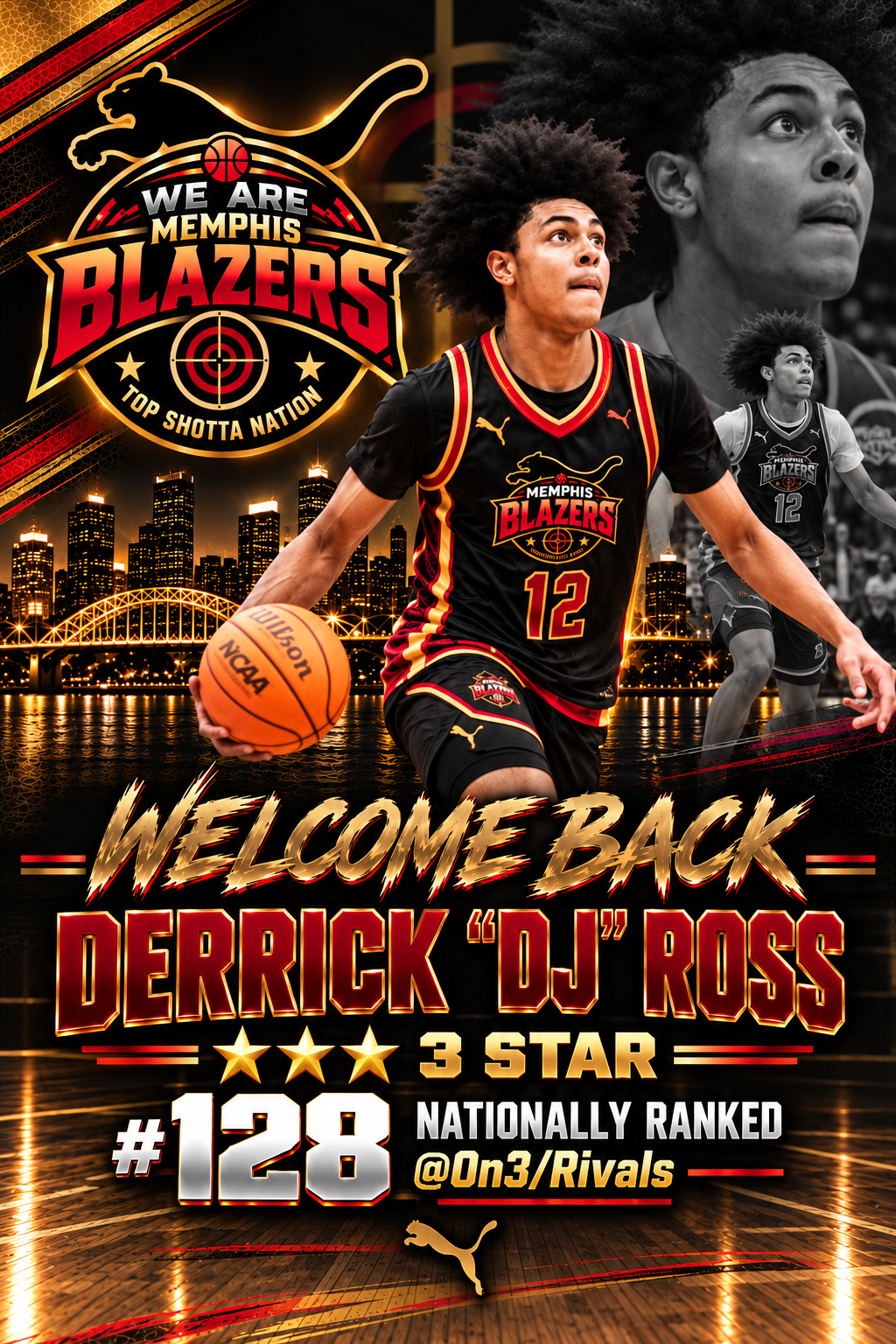 Memphis Blazers welcome back Derrick 'DJ' Ross, a 3-star nationally ranked basketball player.