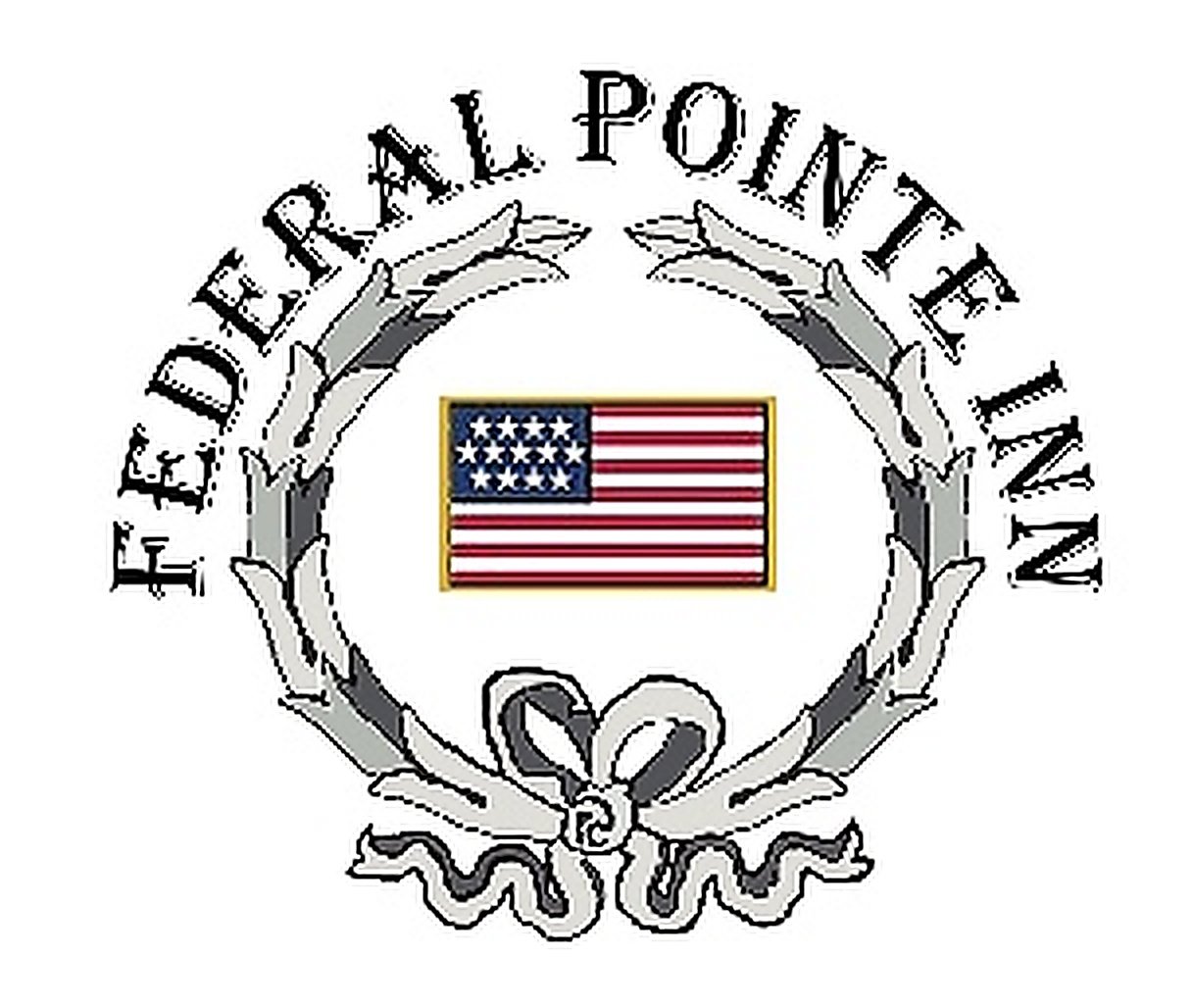 Federal Pointe Inn logo featuring an American flag in a wreath with a ribbon