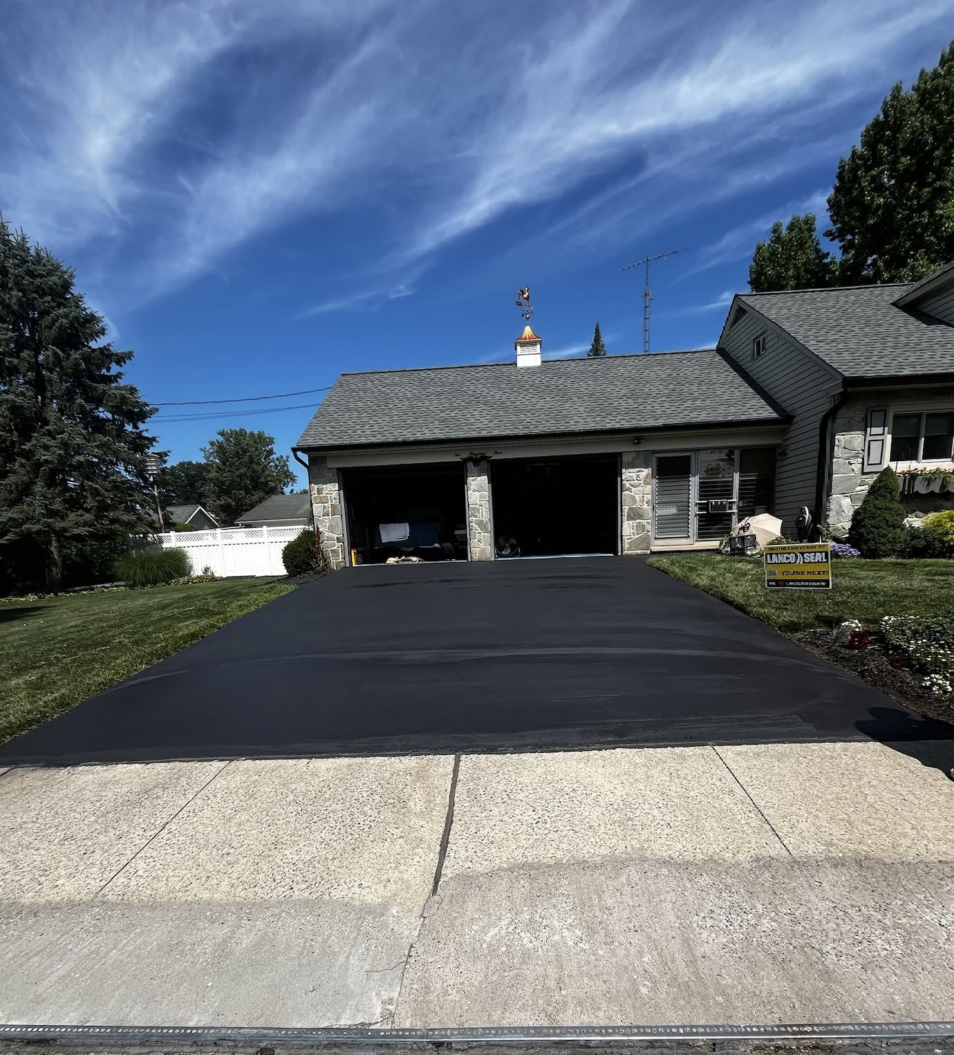 Sealed driveway on a sunny day in Lititz