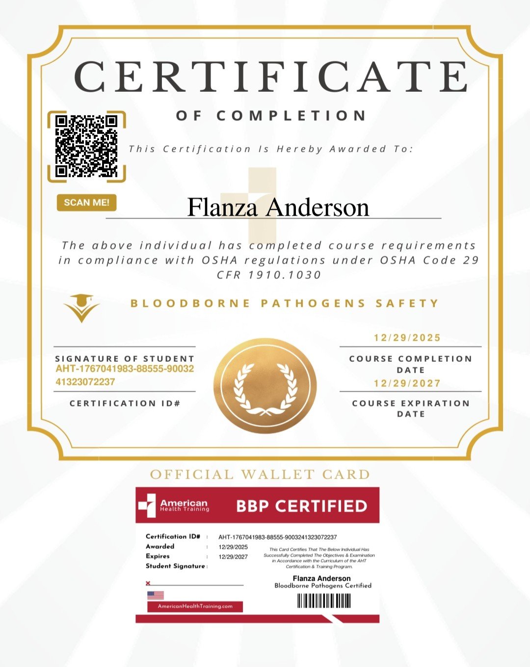 Flanza Anderson - BBP Certification