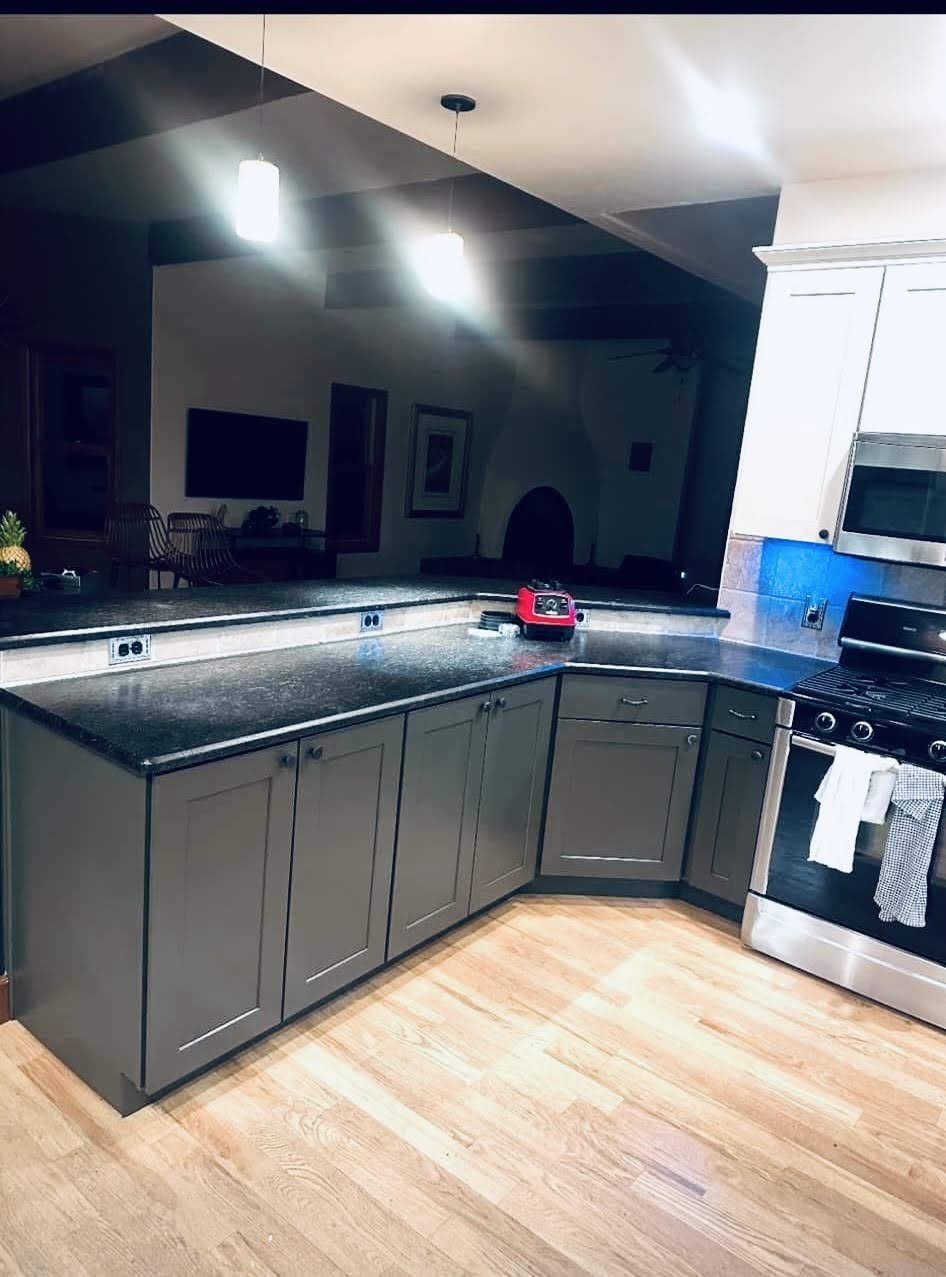 Custom painted kitchen cabinets with modern design