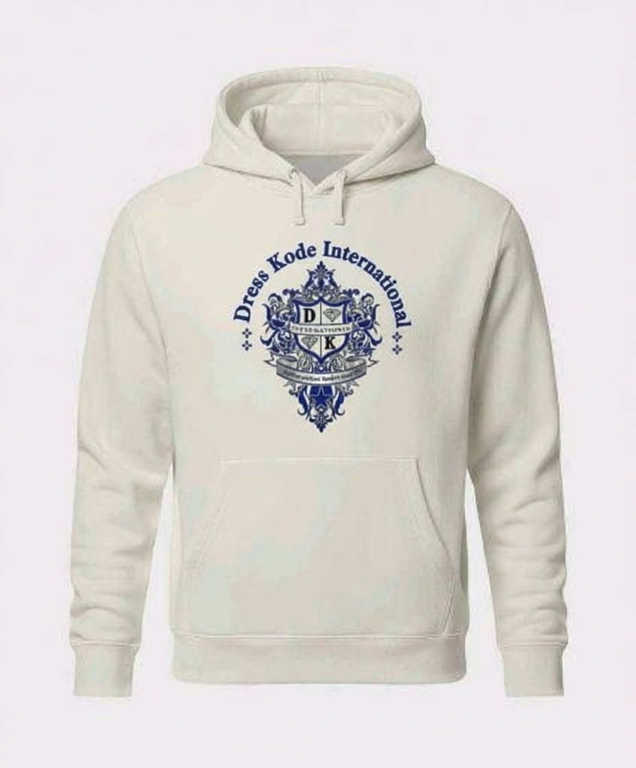 White Hoodie Blue Logo