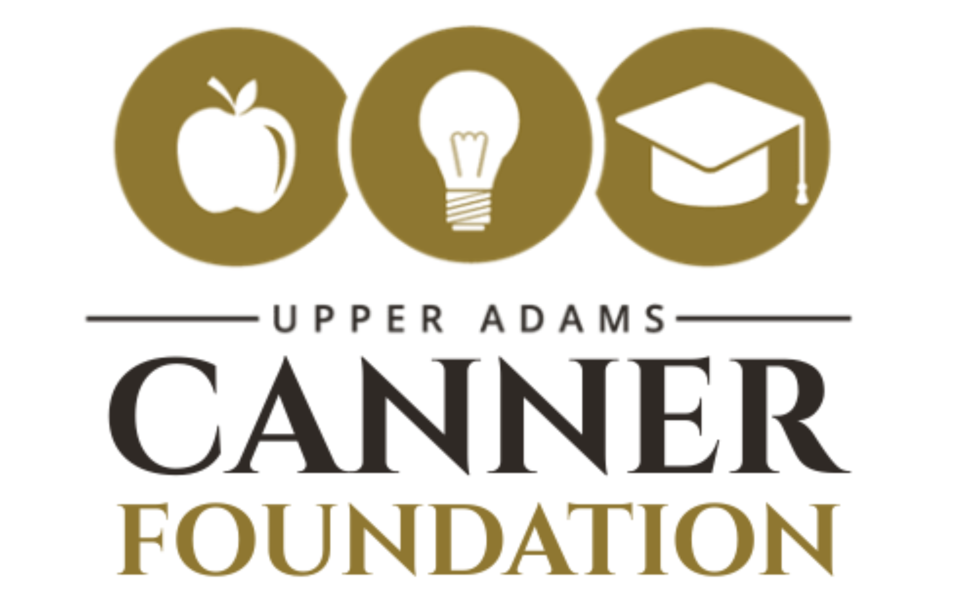 Upper Adams Canner Foundation logo featuring an apple, light bulb, and graduation cap