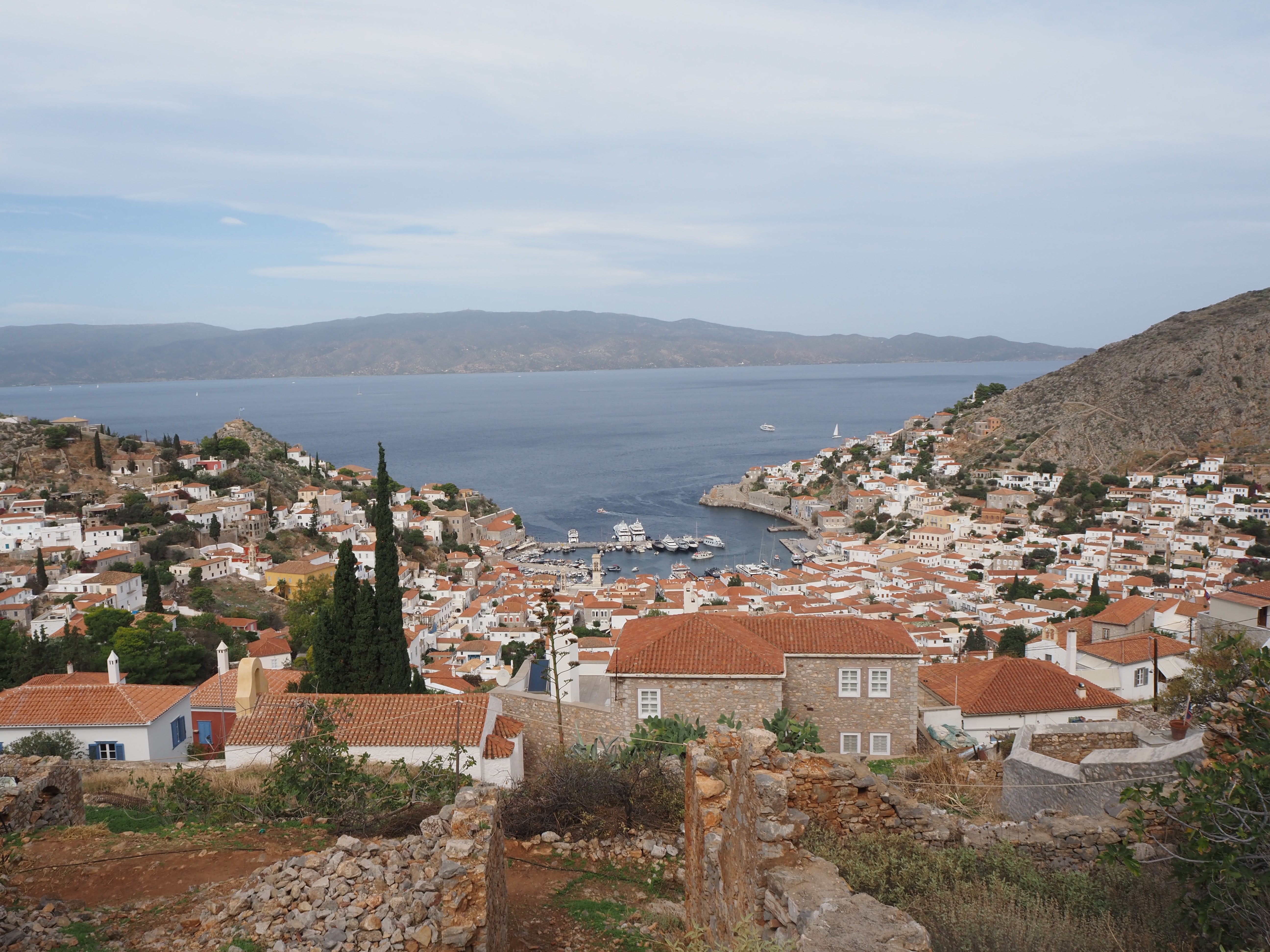 Greek island coastal view