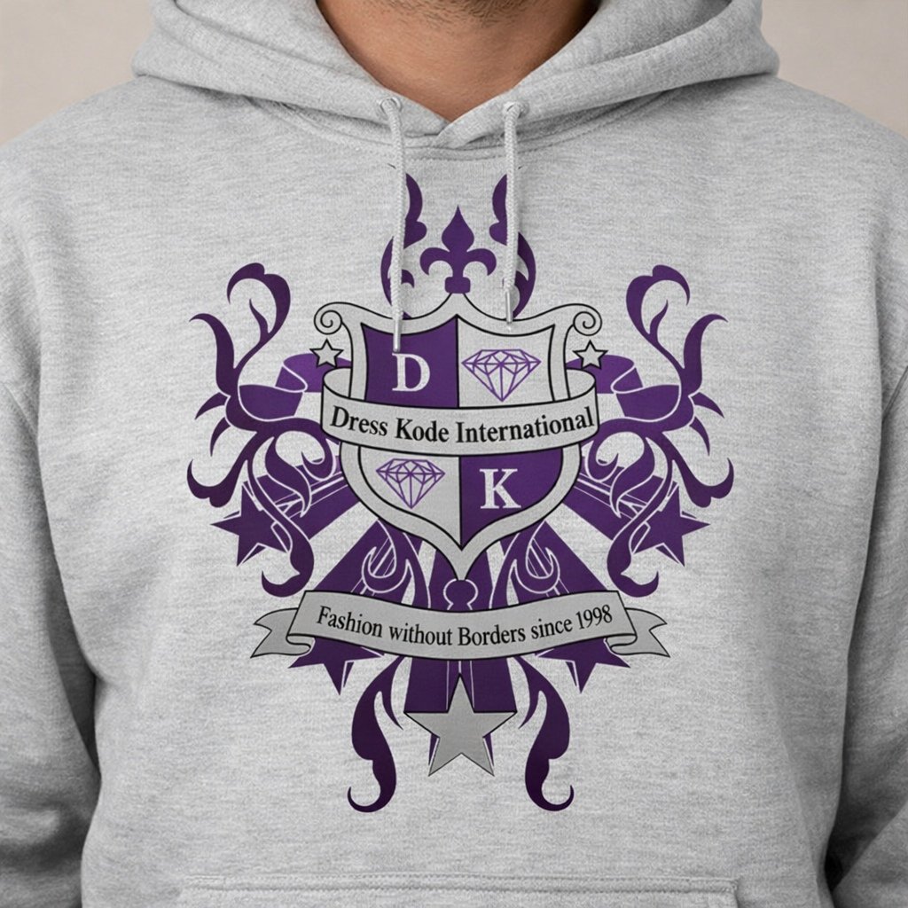 Gray Hoodie Purple Logo