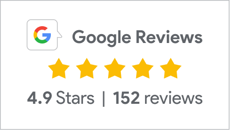Google Reviews 4.9 stars from 152 reviews